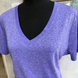 Reebok Heathered Lilac Purple V-Neck Tee